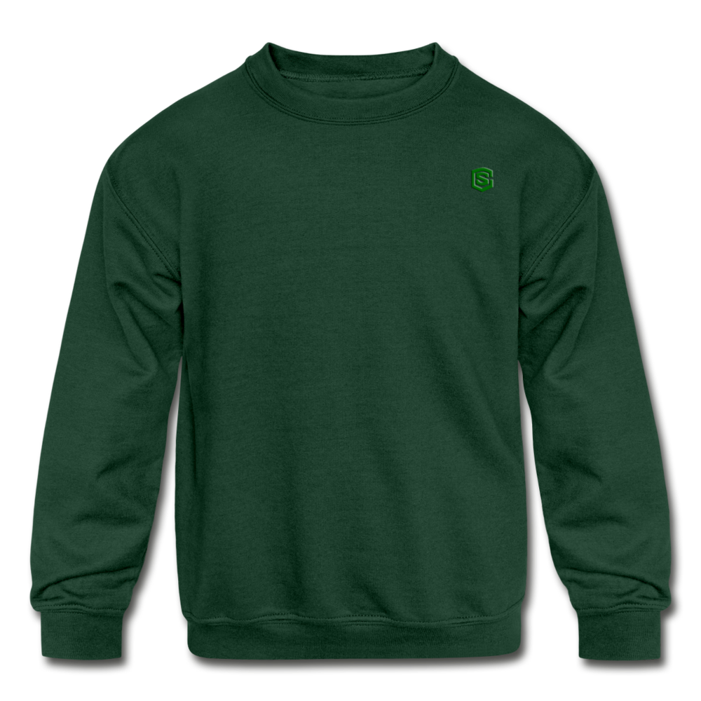 Kids' Crewneck Sweatshirt  WITH  GREEN  LOGO - forest green