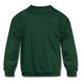 Kids' Crewneck Sweatshirt  WITH  GREEN  LOGO - forest green