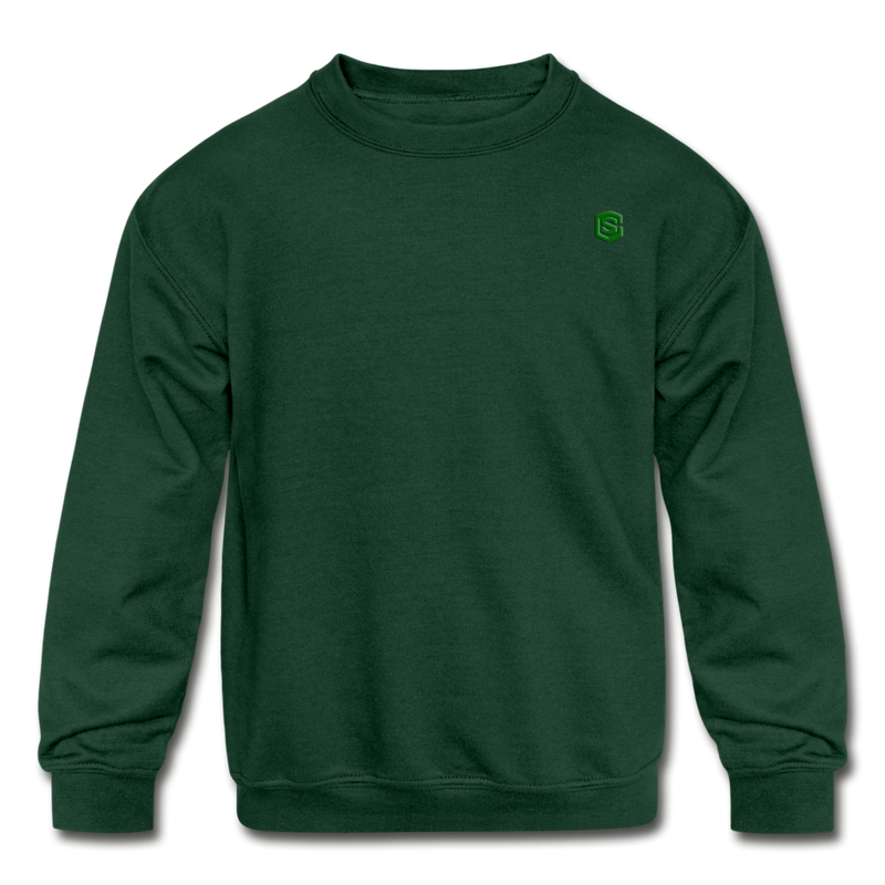 Kids' Crewneck Sweatshirt  WITH  GREEN  LOGO - forest green