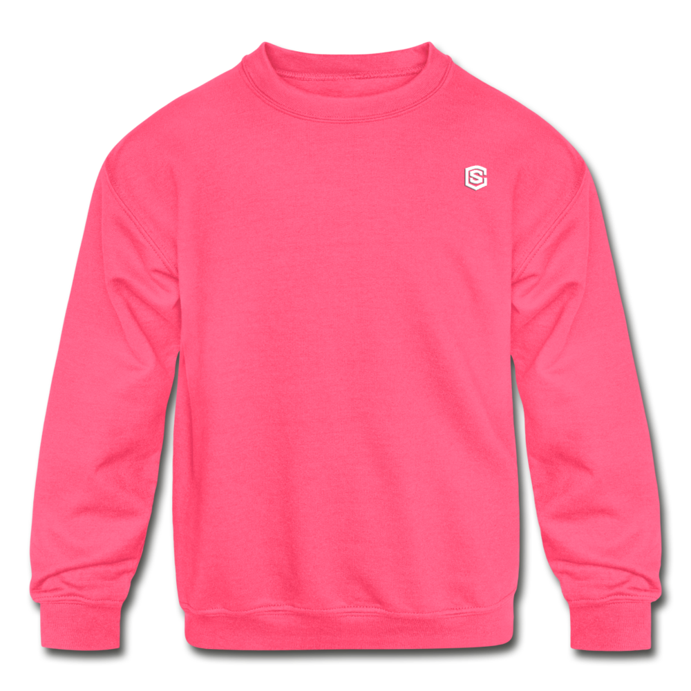 Kids' Crewneck Sweatshirt  WITH WHITE  LOGO - neon pink