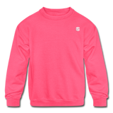 Kids' Crewneck Sweatshirt  WITH WHITE  LOGO - neon pink