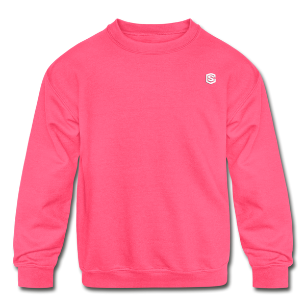 Kids' Crewneck Sweatshirt  WITH WHITE  LOGO - neon pink