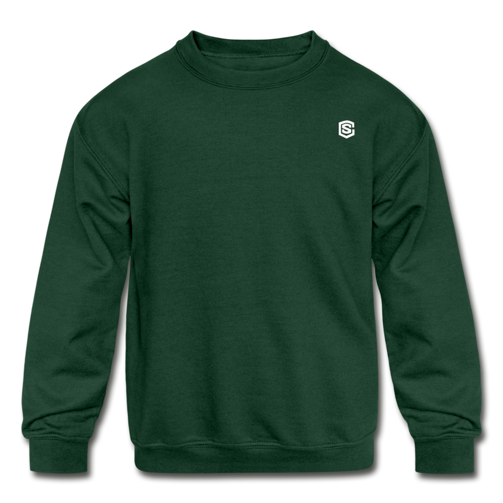 Kids' Crewneck Sweatshirt  WITH WHITE  LOGO - forest green