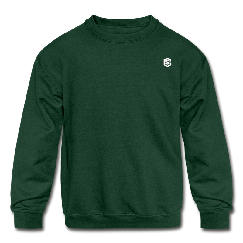 Kids' Crewneck Sweatshirt  WITH WHITE  LOGO - forest green