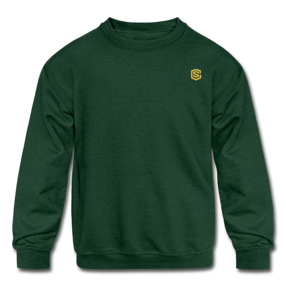 Kids' Crewneck Sweatshirt  WITH  GOLD LOGO - forest green