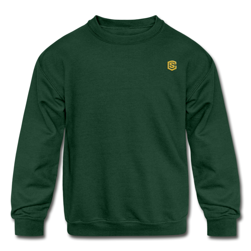 Kids' Crewneck Sweatshirt  WITH  GOLD LOGO - forest green