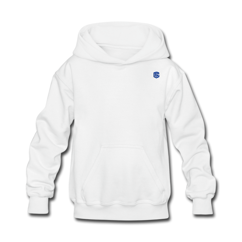 Kids' Hoodie  WITH BLUE  LOGO - white