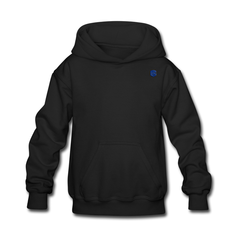 Kids' Hoodie  WITH BLUE  LOGO - black