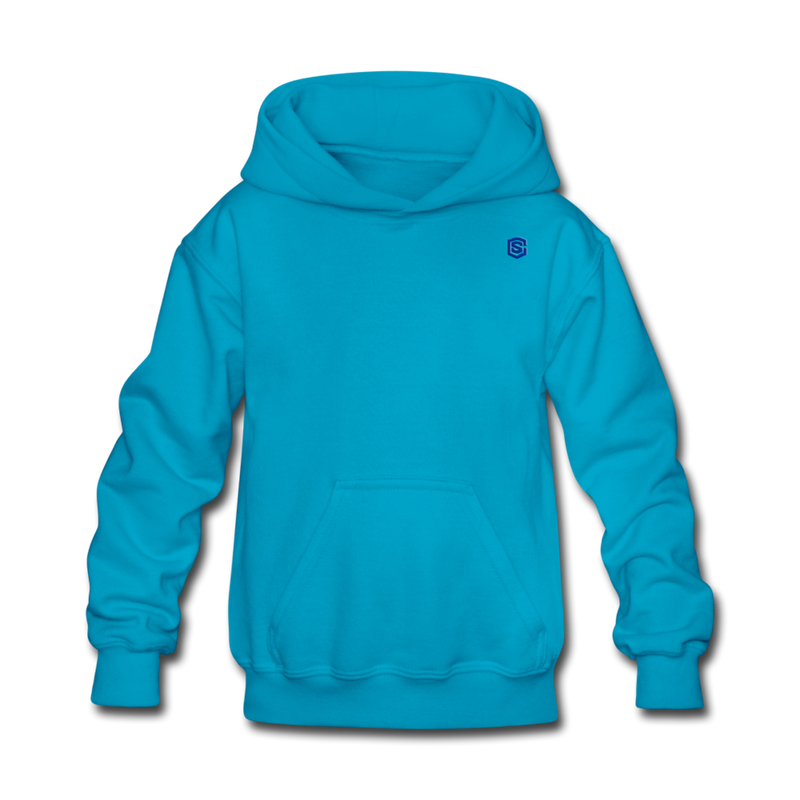 Kids' Hoodie  WITH BLUE  LOGO - turquoise