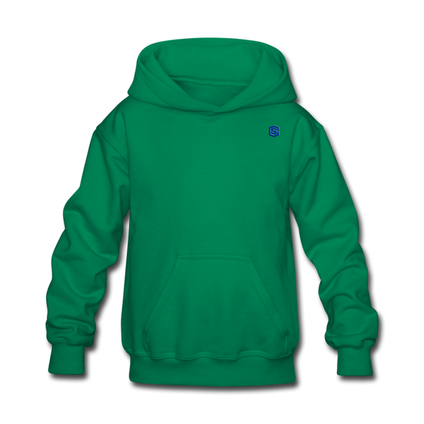 Kids' Hoodie  WITH BLUE  LOGO - kelly green