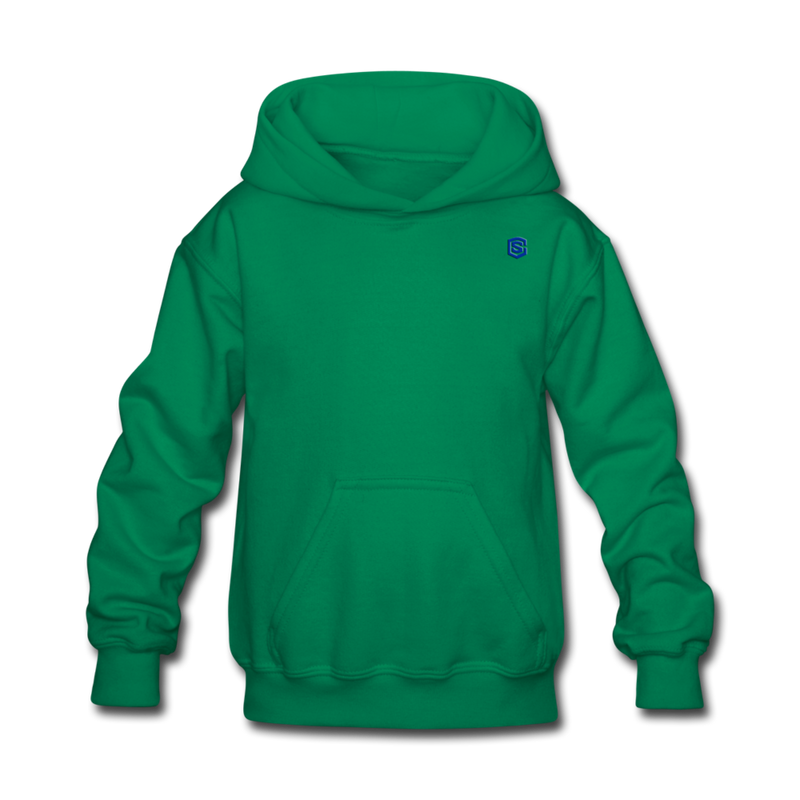 Kids' Hoodie  WITH BLUE  LOGO - kelly green