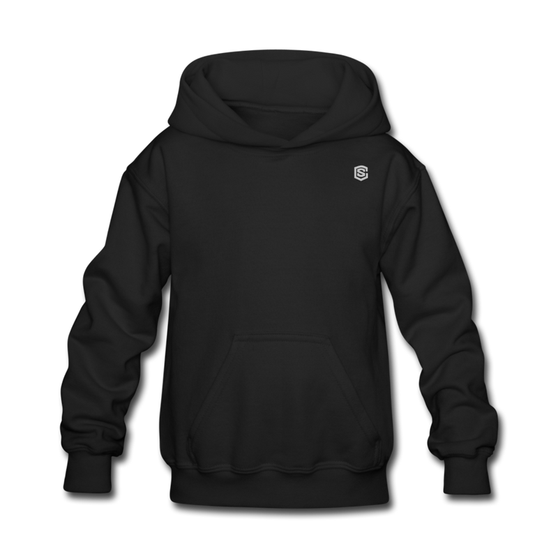 Kids' Hoodie  WITH  SILIVER LOGO - black