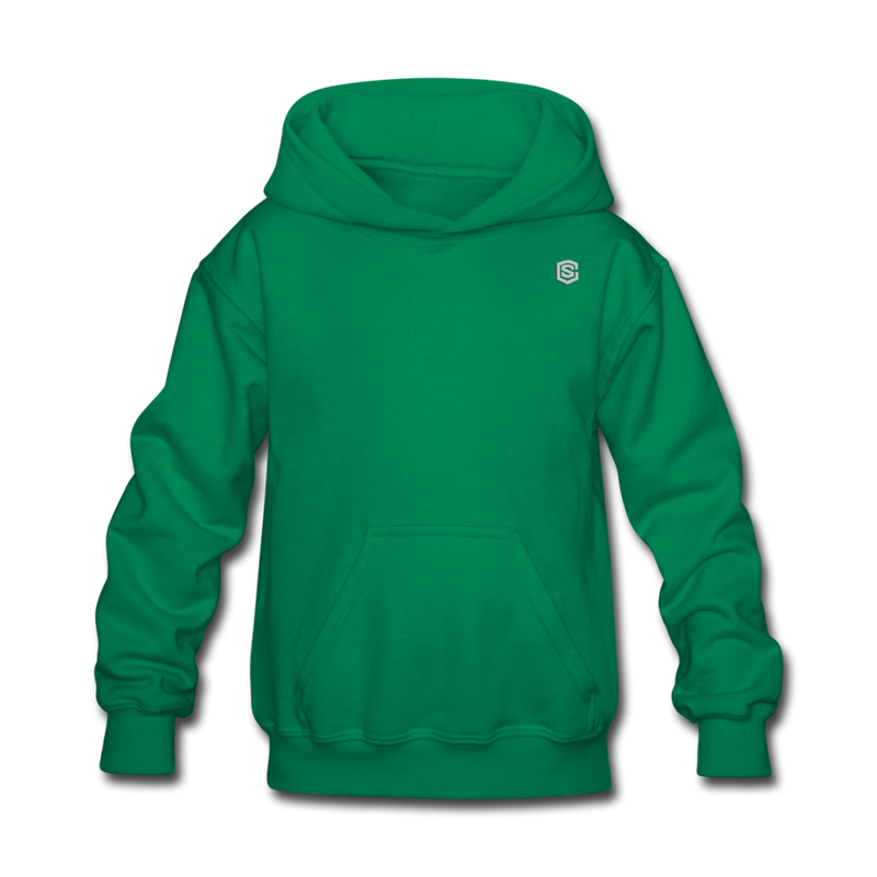 Kids' Hoodie  WITH  SILIVER LOGO - kelly green