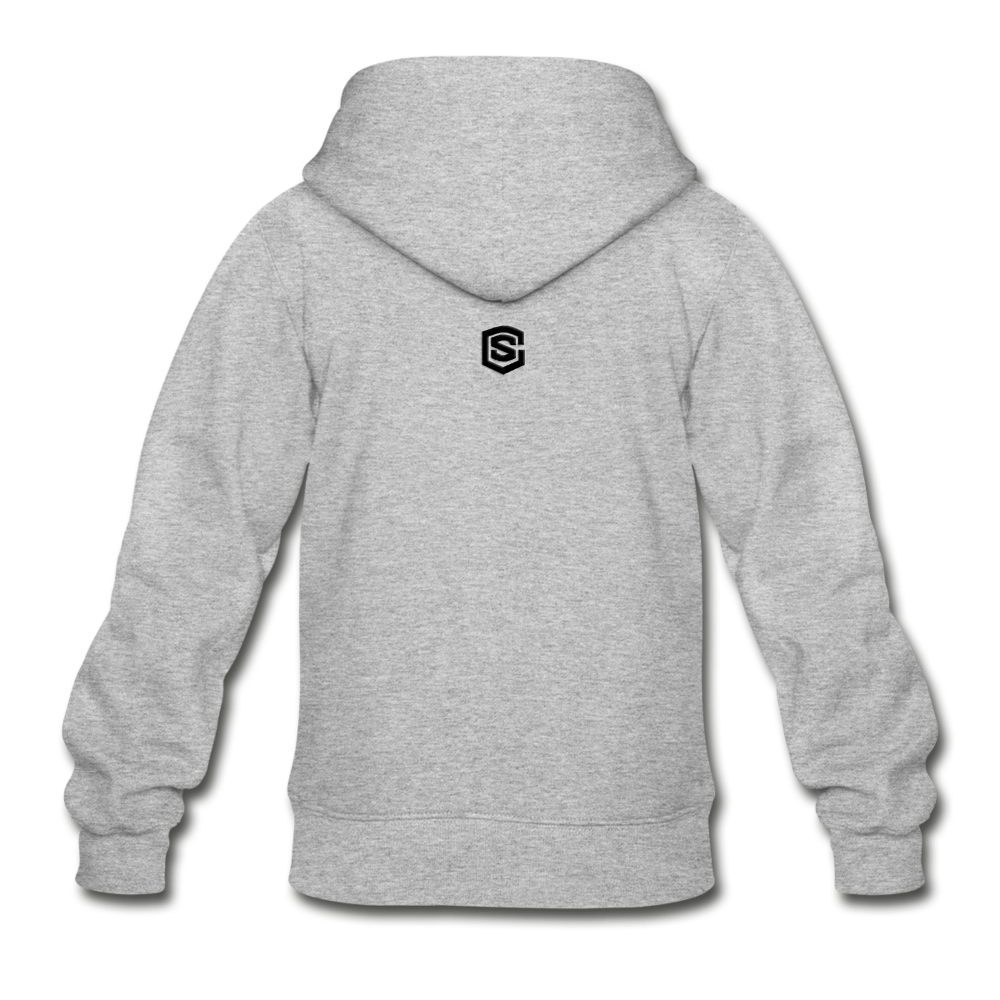 Gildan Heavy Blend Youth Zip Hoodie  WITH BLACK  LOGO - heather gray