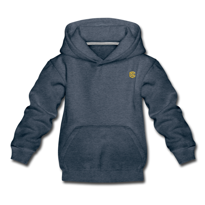 Kids‘ Premium Hoodie  WITH  GOLD LOGO - heather denim