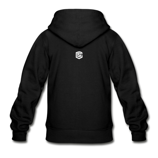 Gildan Heavy Blend Youth Zip Hoodie  WITH  WHITE LOGO - black