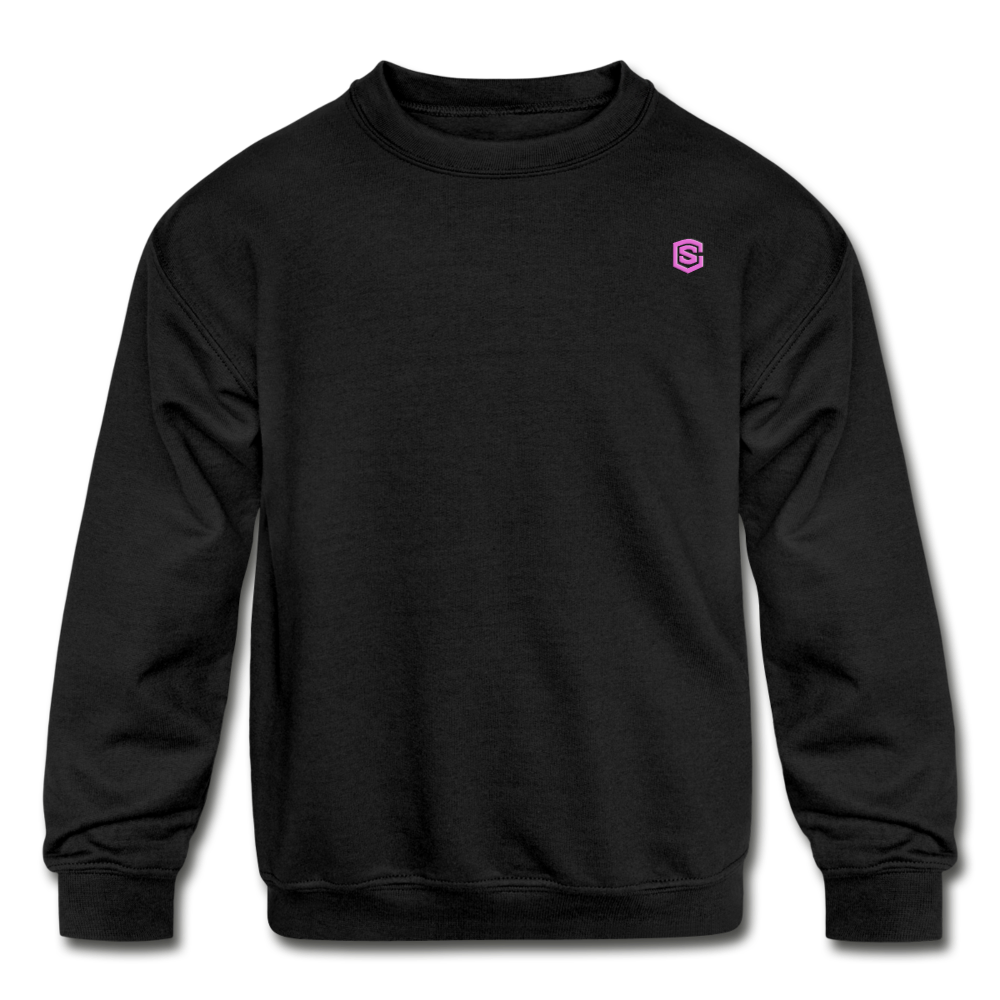 Kids' Crewneck Sweatshirt  WITH  PINK LOGO - black