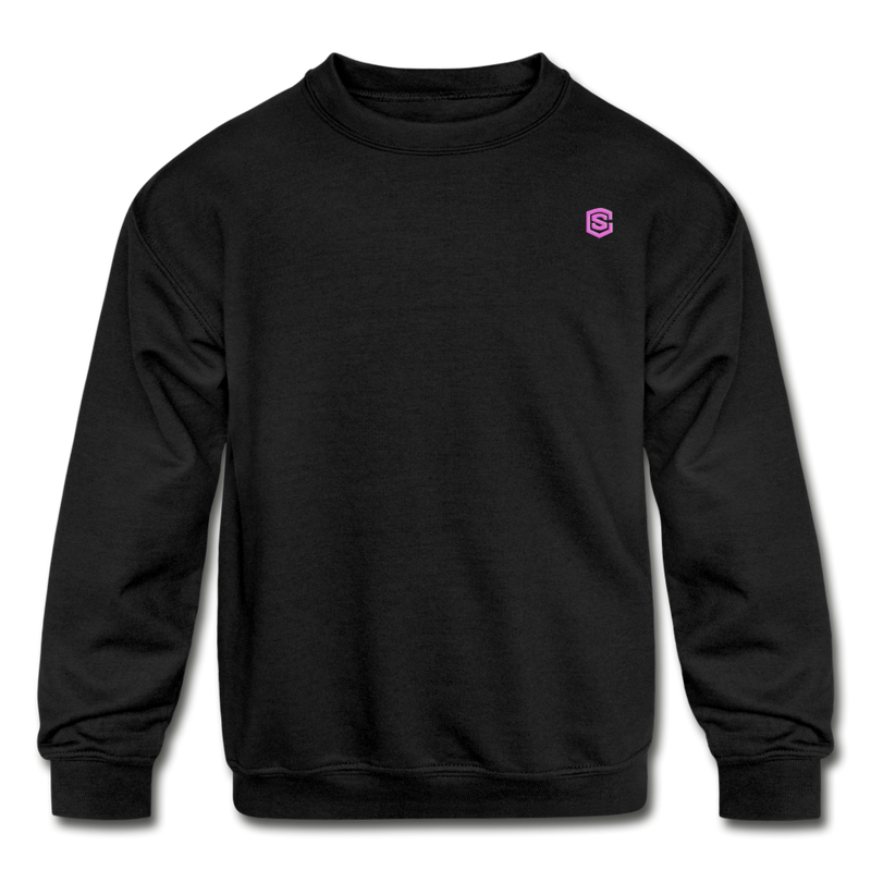 Kids' Crewneck Sweatshirt  WITH  PINK LOGO - black