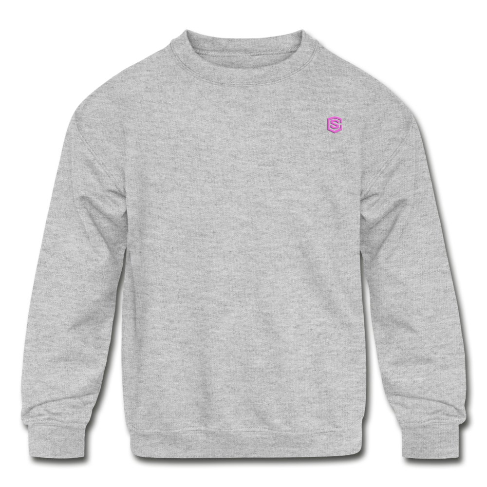 Kids' Crewneck Sweatshirt  WITH  PINK LOGO - heather gray