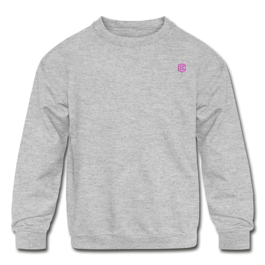 Kids' Crewneck Sweatshirt  WITH  PINK LOGO - heather gray