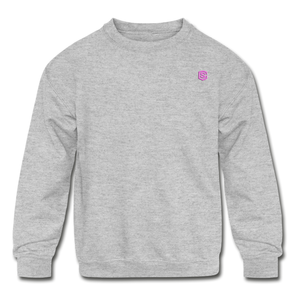 Kids' Crewneck Sweatshirt  WITH  PINK LOGO - heather gray