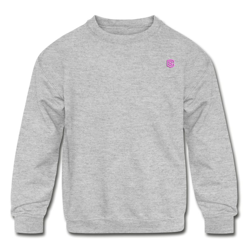 Kids' Crewneck Sweatshirt  WITH  PINK LOGO - heather gray