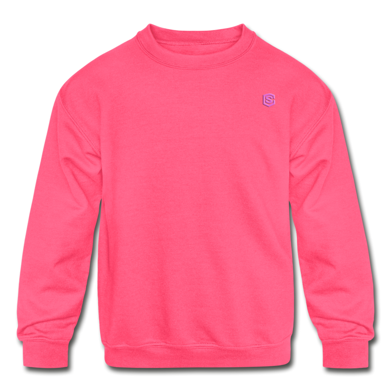 Kids' Crewneck Sweatshirt  WITH  PINK LOGO - neon pink