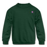 Kids' Crewneck Sweatshirt  WITH  PINK LOGO - forest green