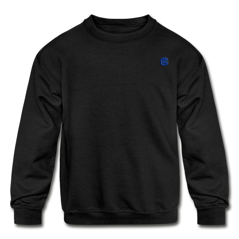 Kids' Crewneck Sweatshirt  WITH BLUE  LOGO - black