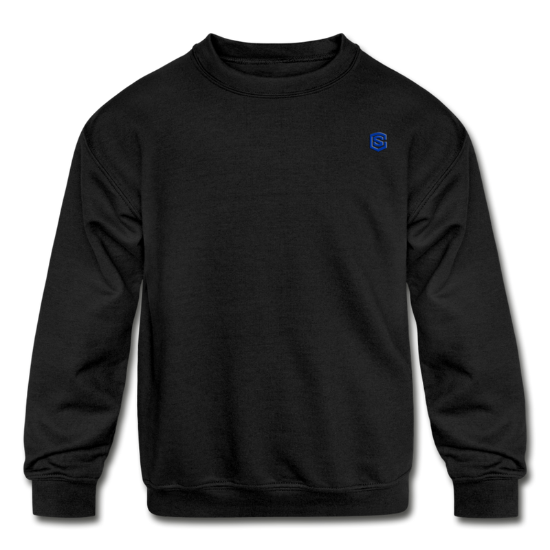 Kids' Crewneck Sweatshirt  WITH BLUE  LOGO - black