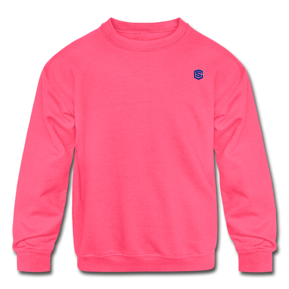 Kids' Crewneck Sweatshirt  WITH BLUE  LOGO - neon pink
