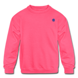 Kids' Crewneck Sweatshirt  WITH BLUE  LOGO - neon pink