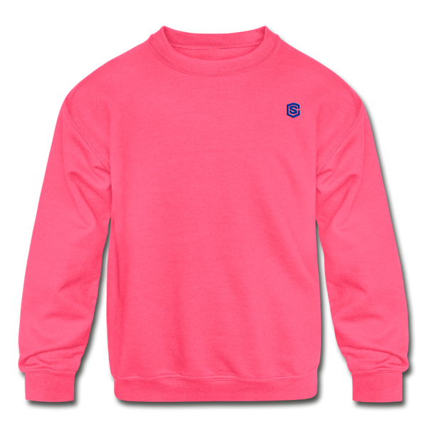 Kids' Crewneck Sweatshirt  WITH BLUE  LOGO - neon pink