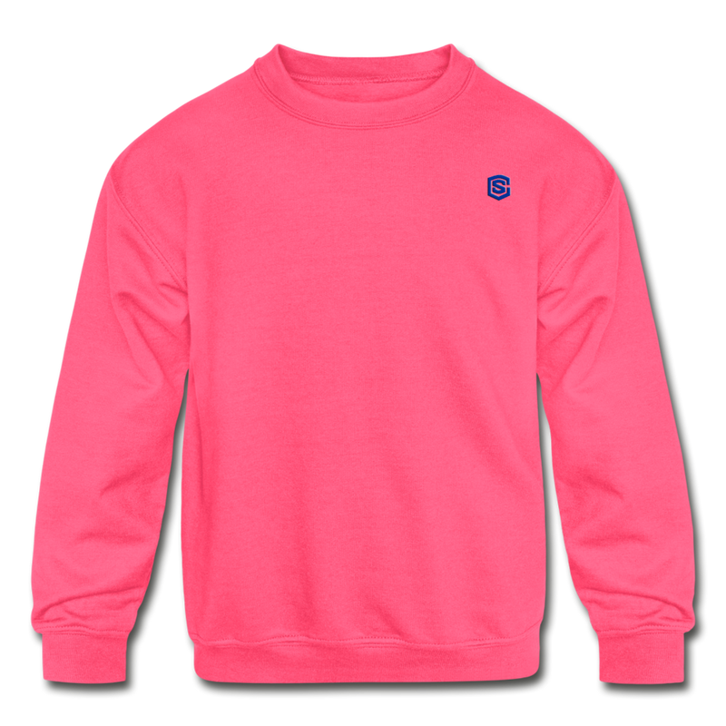 Kids' Crewneck Sweatshirt  WITH BLUE  LOGO - neon pink