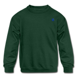 Kids' Crewneck Sweatshirt  WITH BLUE  LOGO - forest green