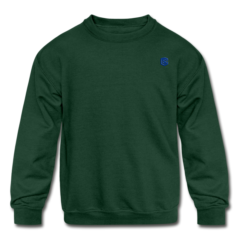 Kids' Crewneck Sweatshirt  WITH BLUE  LOGO - forest green