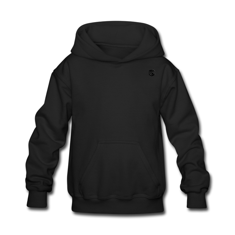 Kids' Hoodie  WITH BLACK  LOGO - black