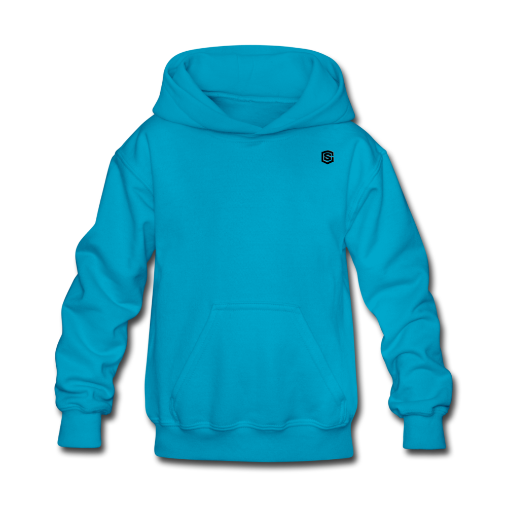 Kids' Hoodie  WITH BLACK  LOGO - turquoise