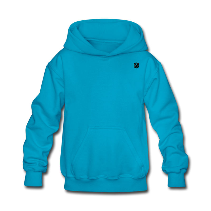 Kids' Hoodie  WITH BLACK  LOGO - turquoise