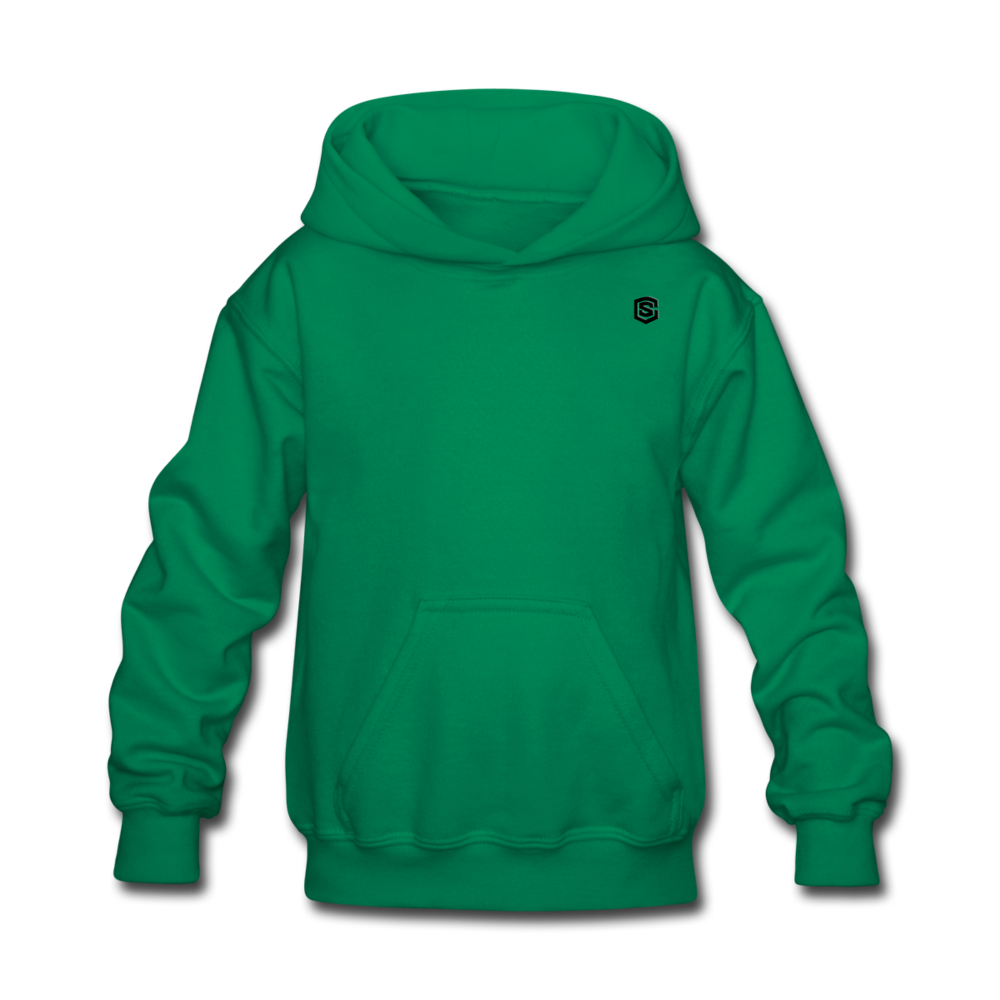 Kids' Hoodie  WITH BLACK  LOGO - kelly green