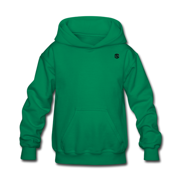 Kids' Hoodie  WITH BLACK  LOGO - kelly green