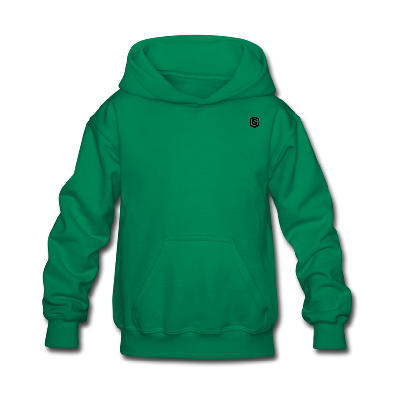 Kids' Hoodie  WITH BLACK  LOGO - kelly green