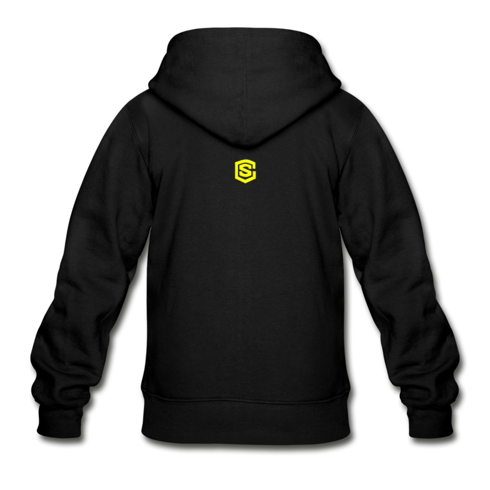 Gildan Heavy Blend Youth Zip Hoodie  WITH YELLOW  LOGO - black