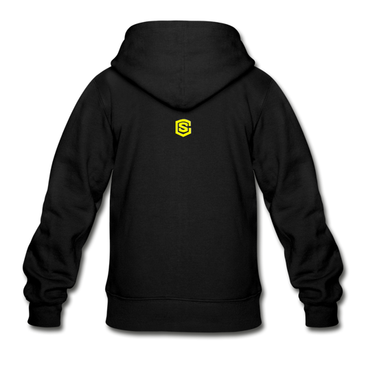 Gildan Heavy Blend Youth Zip Hoodie  WITH YELLOW  LOGO - black