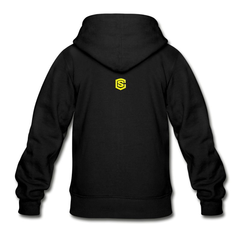 Gildan Heavy Blend Youth Zip Hoodie  WITH YELLOW  LOGO - black