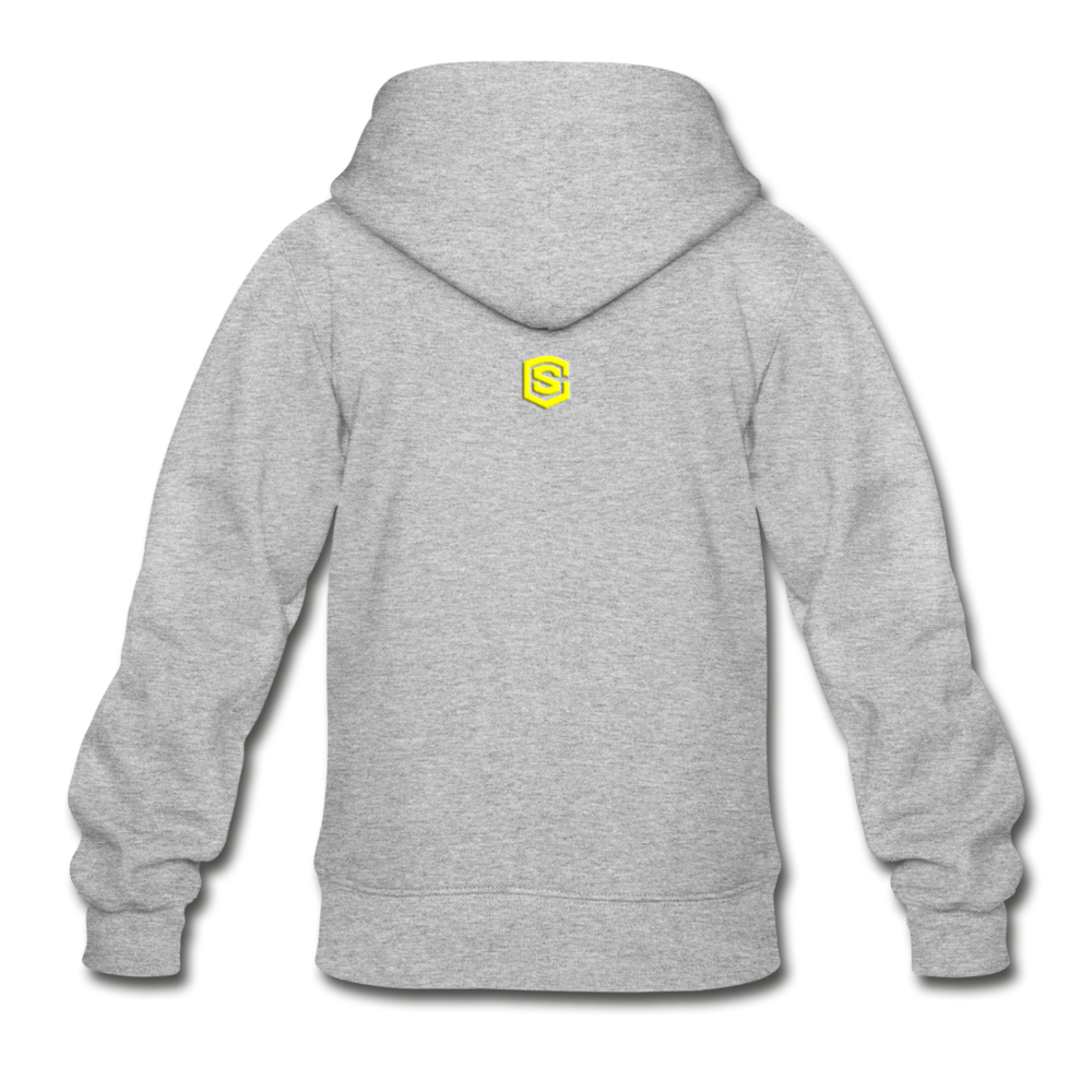 Gildan Heavy Blend Youth Zip Hoodie  WITH YELLOW  LOGO - heather gray
