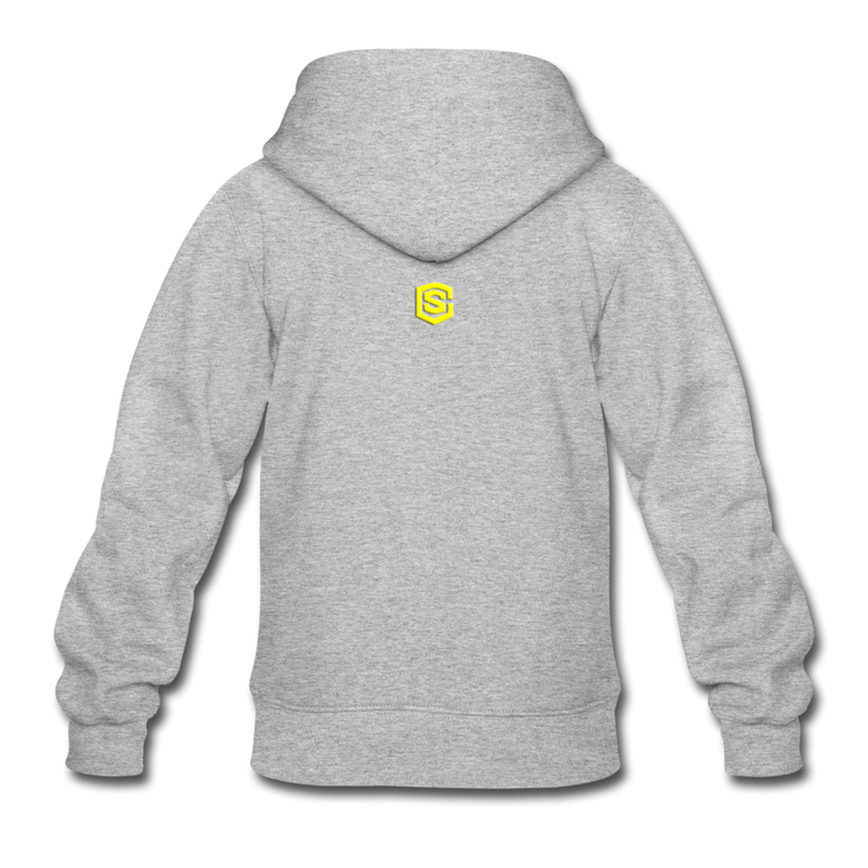 Gildan Heavy Blend Youth Zip Hoodie  WITH YELLOW  LOGO - heather gray