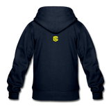 Gildan Heavy Blend Youth Zip Hoodie  WITH YELLOW  LOGO - navy