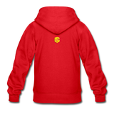 Gildan Heavy Blend Youth Zip Hoodie  WITH YELLOW  LOGO - red