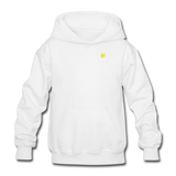 Gildan Heavy Blend Youth Hoodie  WITH  YELLOW LOGO - white